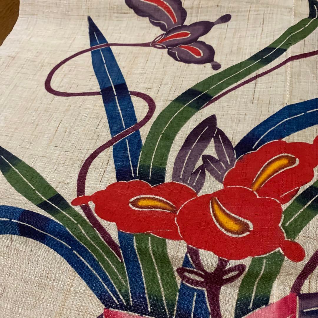 芭蕉布琉球紅型暖簾　手染め紅型染　沖縄　芭蕉紙　木箱入り　留美子 佐藤出品