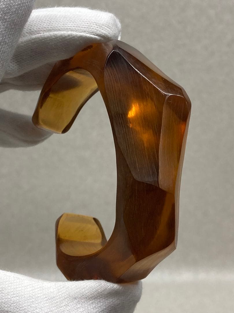 Z04）天然素材 コハク 琥珀 バングル リング セット