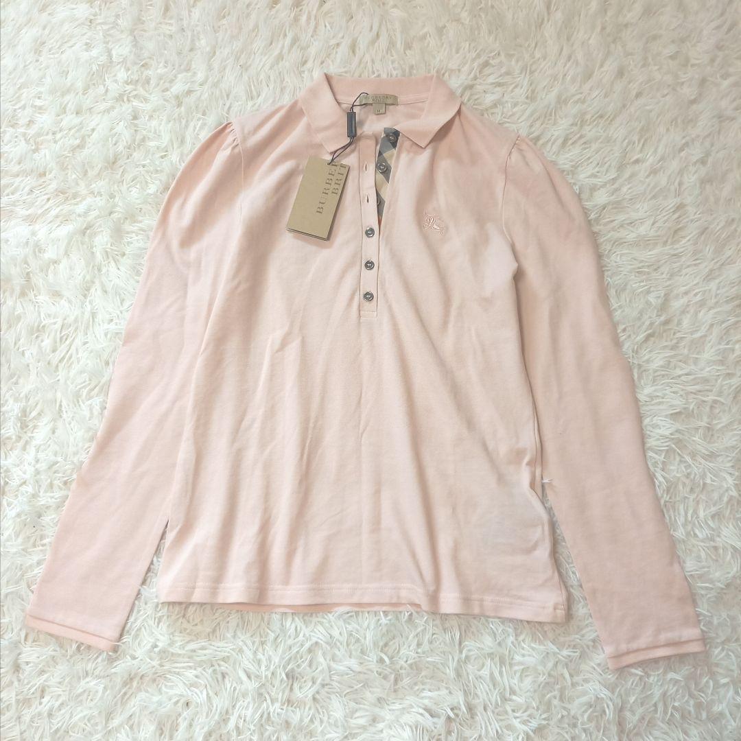 未使用　バーバリーブリット　レディース　長袖ポロシャツ　ピンク　前立ノバチェック