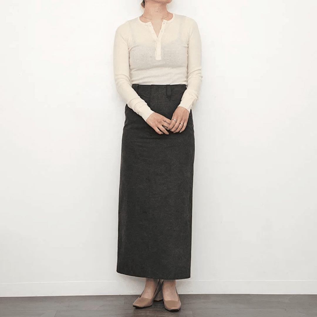 トップス AURALEE ORGANIC SOFT RIB HENLEY NECK L/S