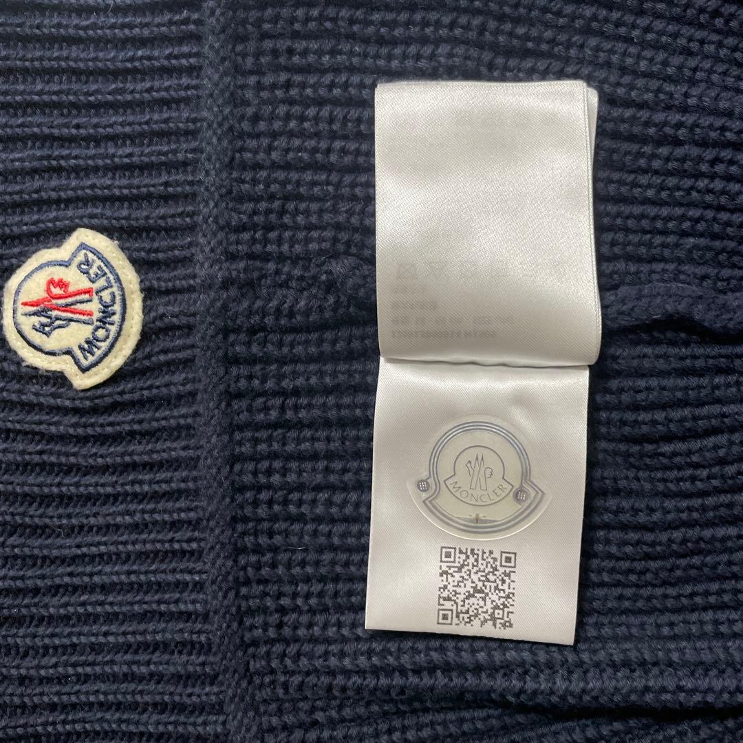 MONCLER ネイビー ニット帽両面ダブルロゴ、ユニセックス