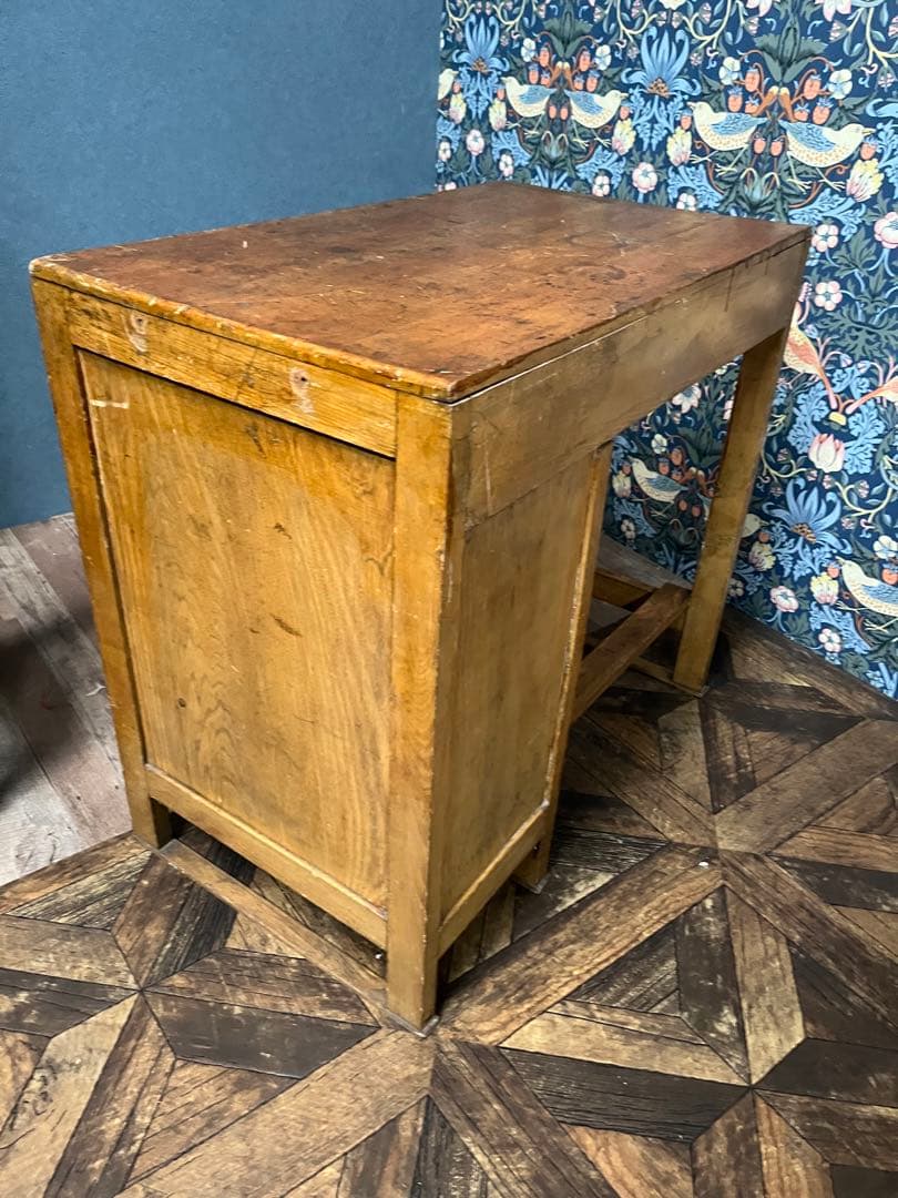 片袖机 デスク 椅子 セット 小ぶり 勉強机 昭和レトロ 当時物 インテリア