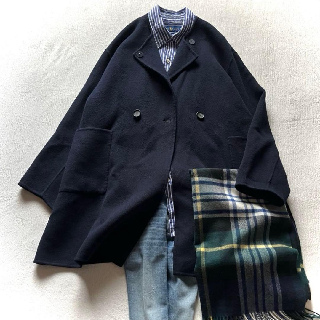 ジャーナルスタンダード レリューム ウールナイロン リバー ミドルコート 紺