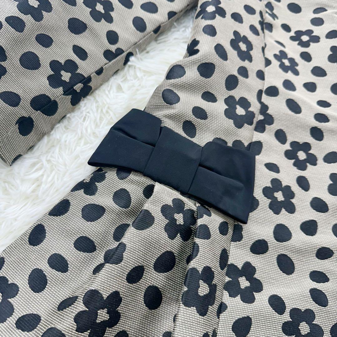 美品 エムズグレイシー ブラウン 花柄 ワンピース 38 M 七部袖〜長袖