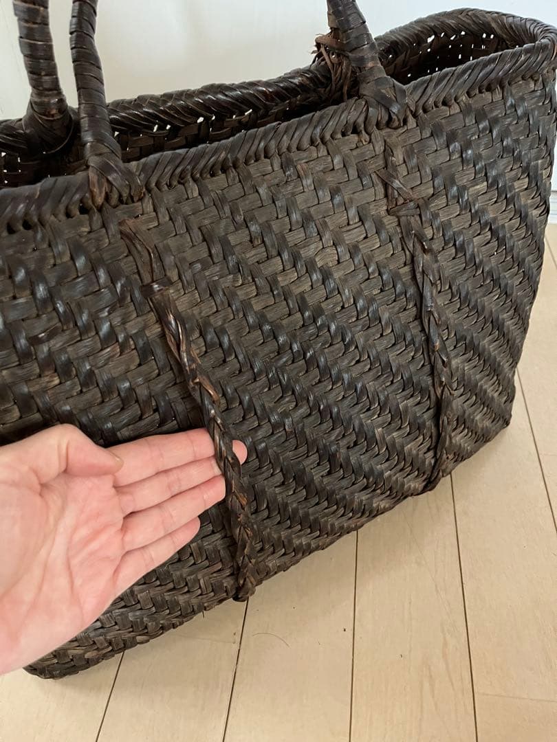 SALE◆天然山形県産 山葡萄蔦 籠バック 黒艶 ヴィンテージ 大きめ◆