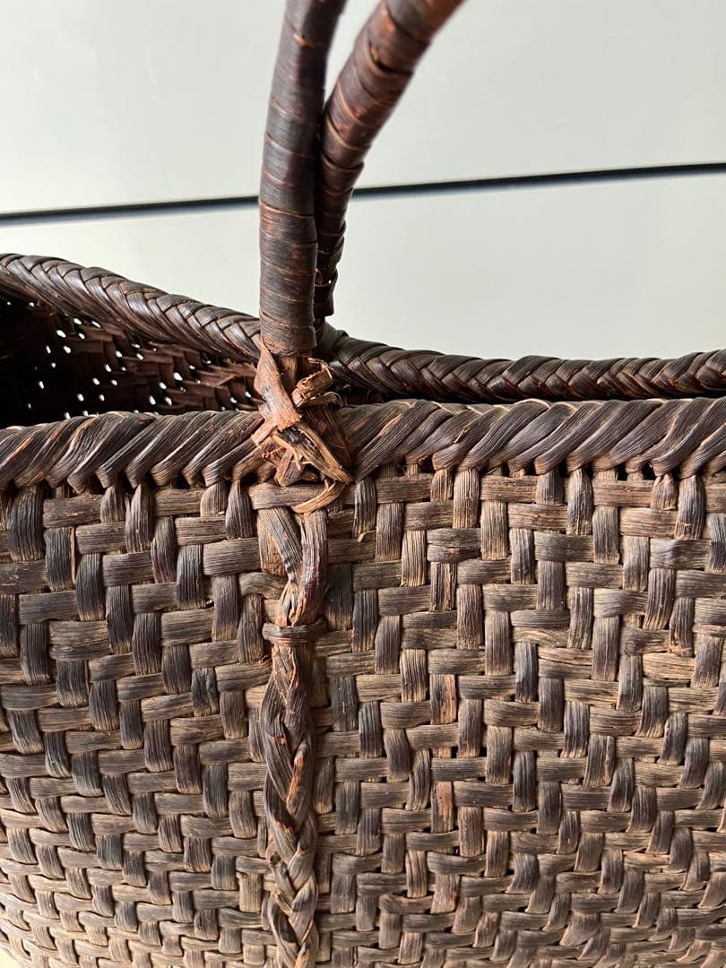 SALE◆天然山形県産 山葡萄蔦 籠バック 黒艶 ヴィンテージ 大きめ◆