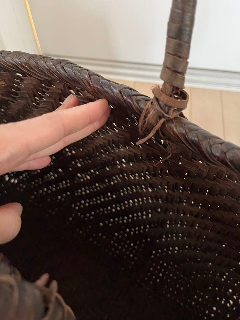 SALE◆天然山形県産 山葡萄蔦 籠バック 黒艶 ヴィンテージ 大きめ◆