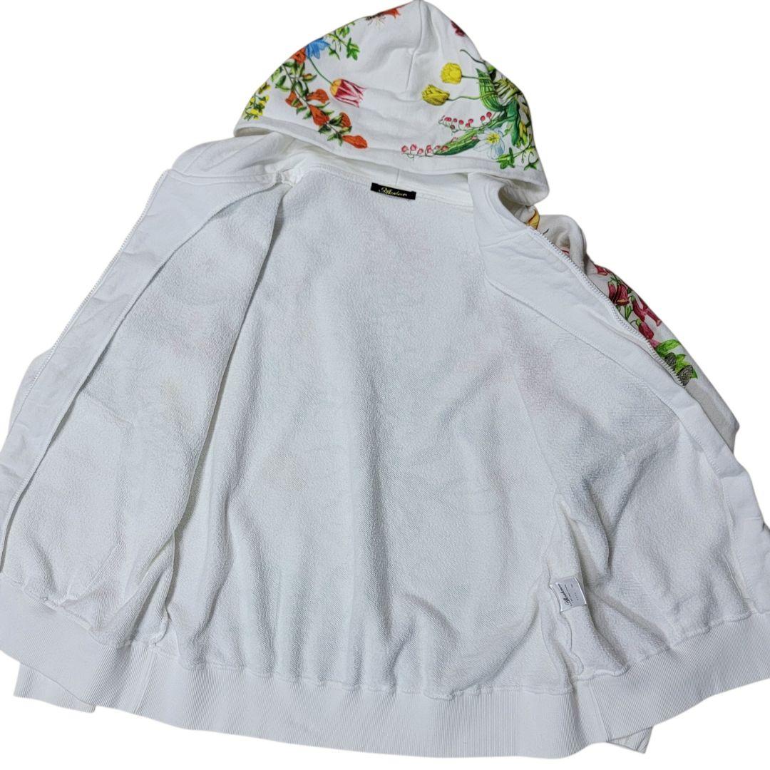 【完売品】あちゃちゅむ AHCAHCUM お花の体ジップパーカー F 白 BIG