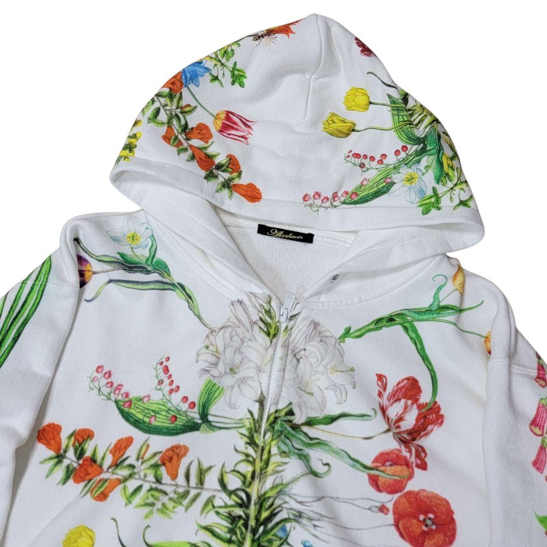 【完売品】あちゃちゅむ AHCAHCUM お花の体ジップパーカー F 白 BIG