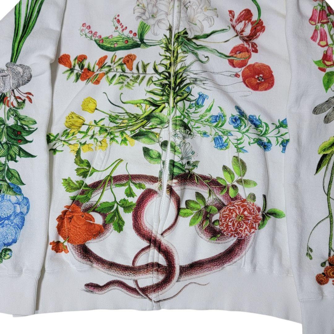 【完売品】あちゃちゅむ AHCAHCUM お花の体ジップパーカー F 白 BIG