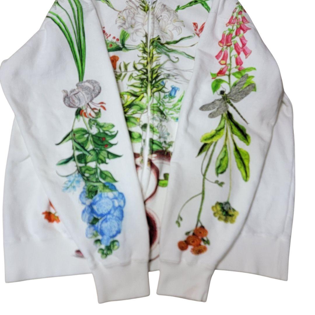 【完売品】あちゃちゅむ AHCAHCUM お花の体ジップパーカー F 白 BIG