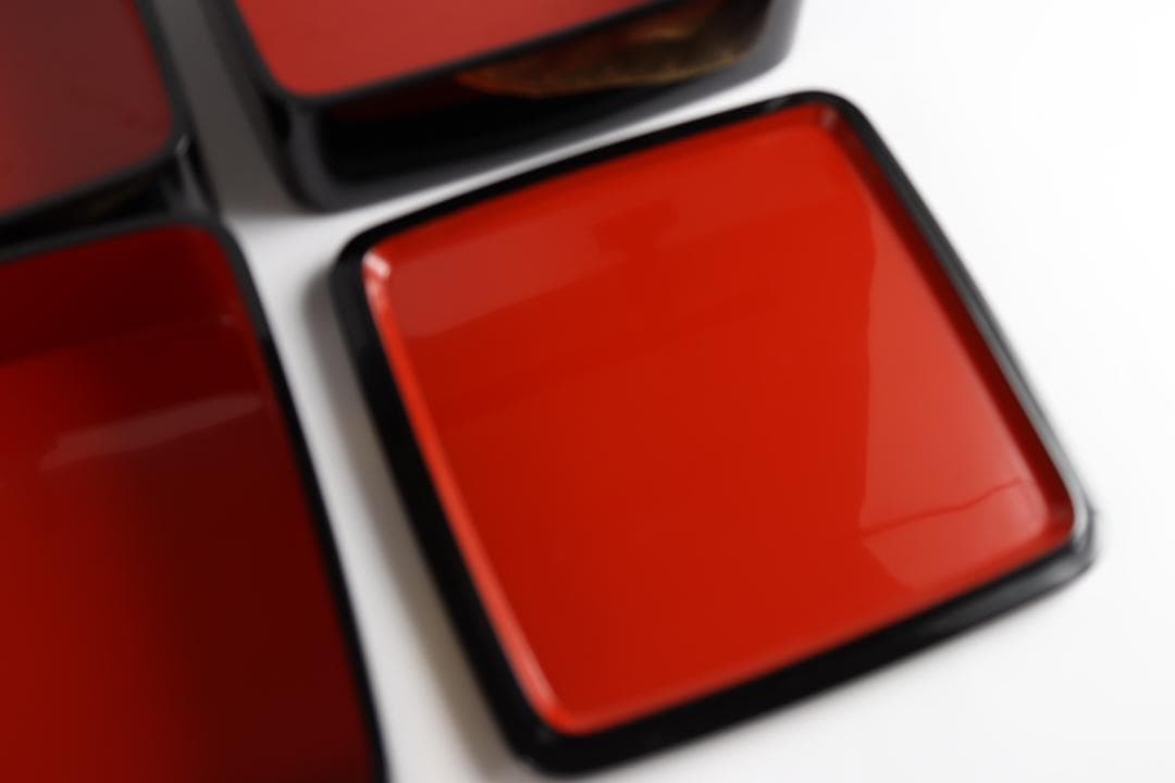 茶道具 輪島塗 三段重 黒 朱 松金 共箱 お重 重箱