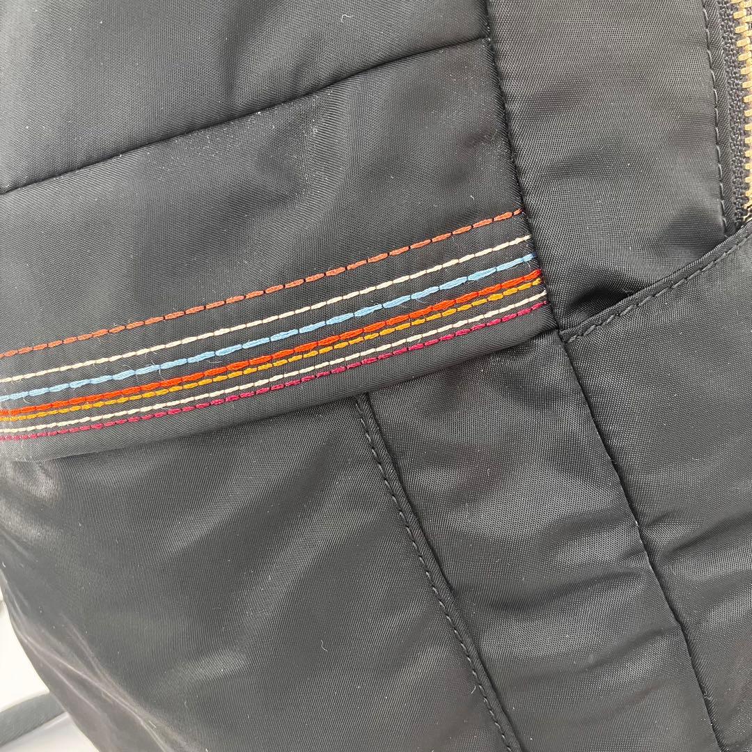 ポールスミス レザー ナイロン リュック マルチボーダー刺繍 軽量 ロゴプレート