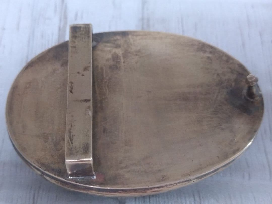 翡翠彫刻 楕円形アンティークバックル