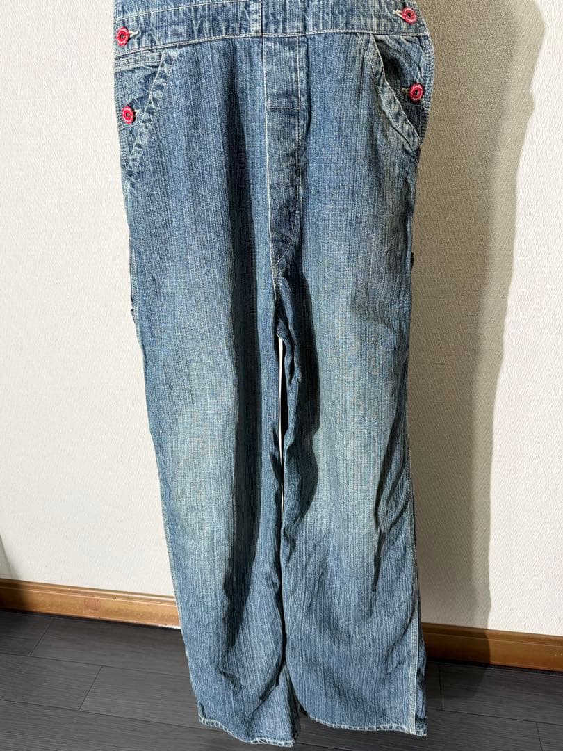 CUNE キューン うさぎプリント デニムオーバーオール サロペット S