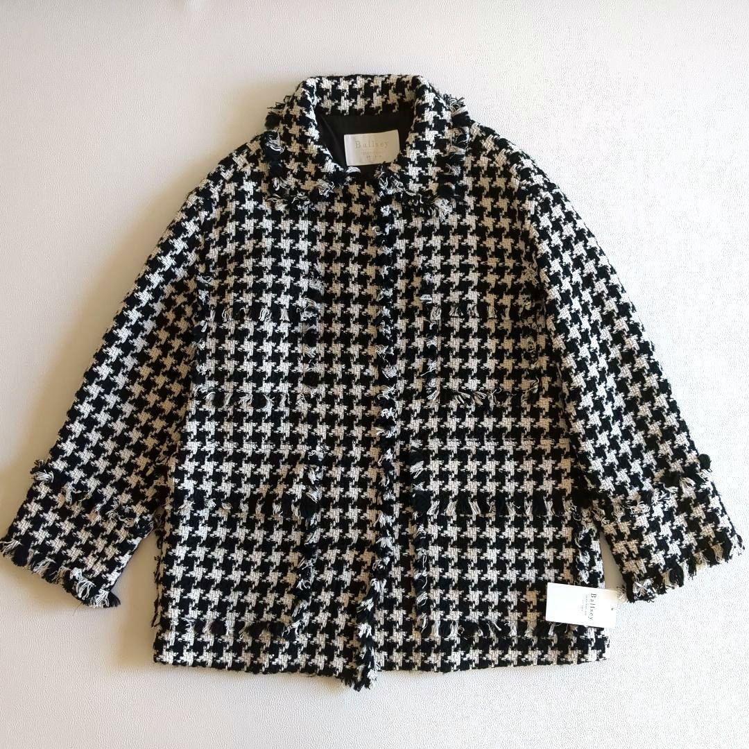 新品★ボールジィ ハウンドトゥース ツイード フリンジ ジャケット 千鳥格子