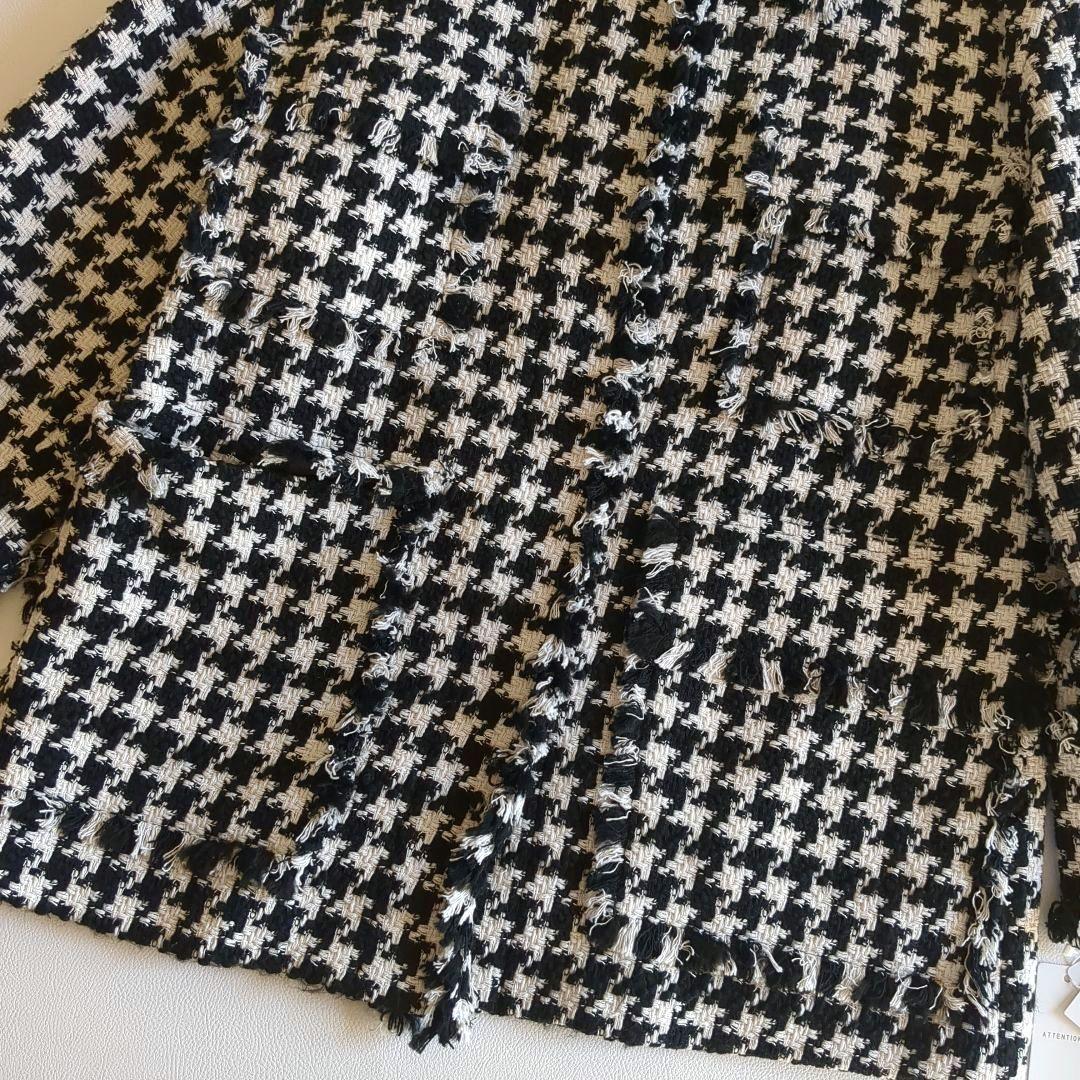 新品★ボールジィ ハウンドトゥース ツイード フリンジ ジャケット 千鳥格子