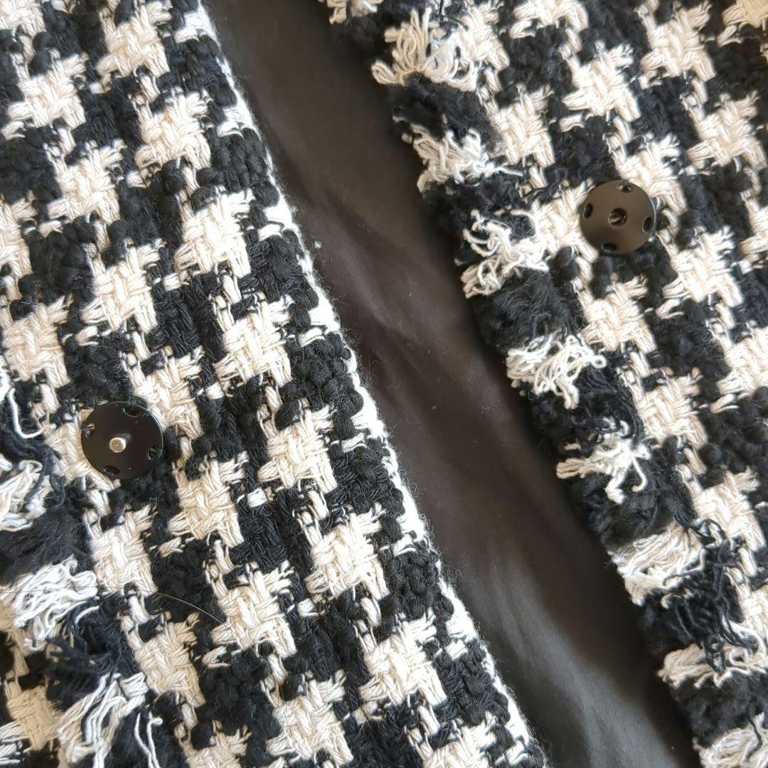 新品★ボールジィ ハウンドトゥース ツイード フリンジ ジャケット 千鳥格子