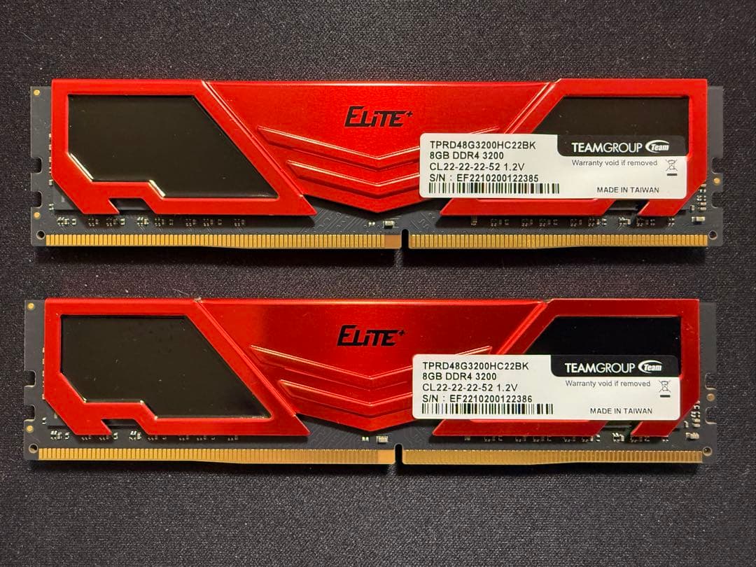 TEAMGROUP Elite DDR4 8GB×2枚 3200MHz メモリー