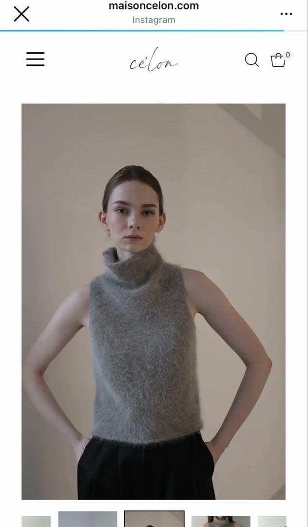 トップス Celon angora turtle sleeve-less knit