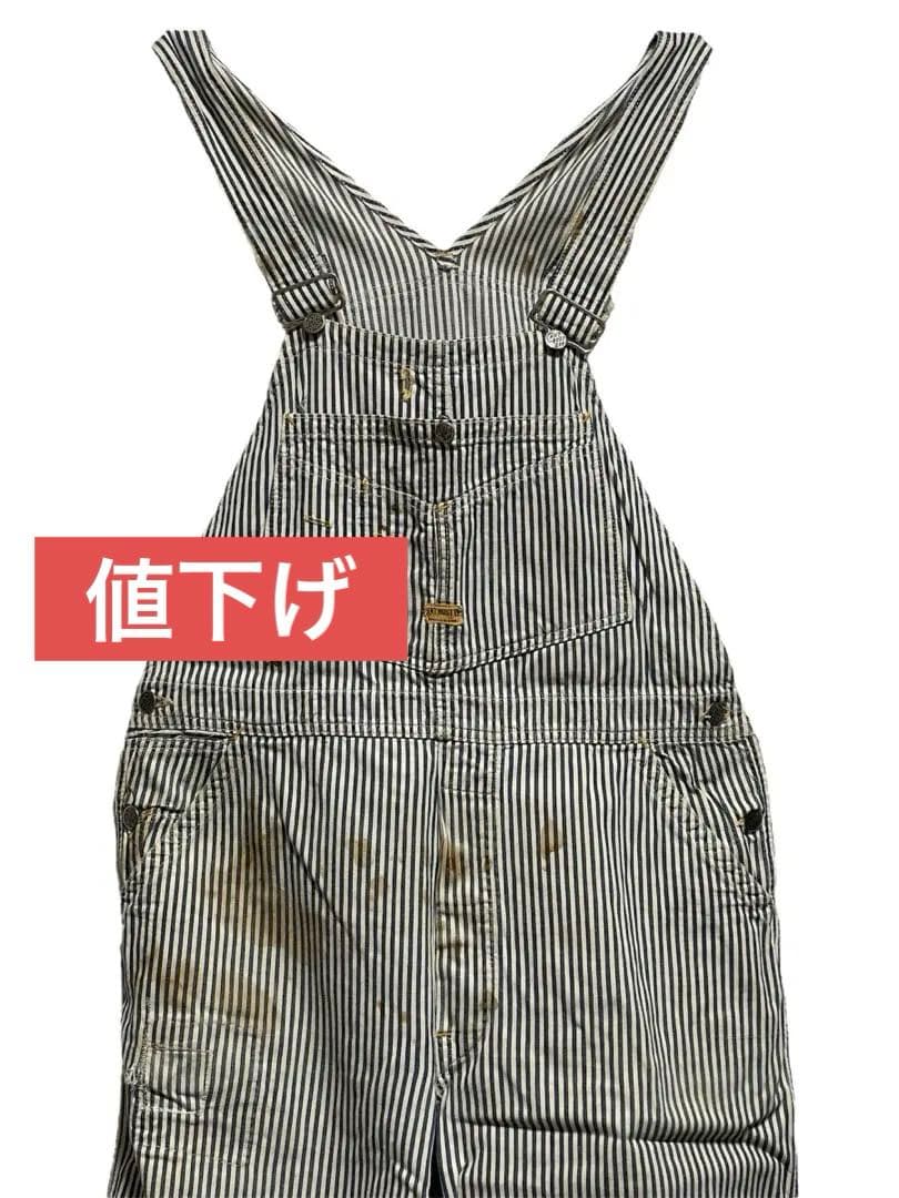 50s キャントバステム オーバーオール ヒッコリー W94cm ゴールド 左向