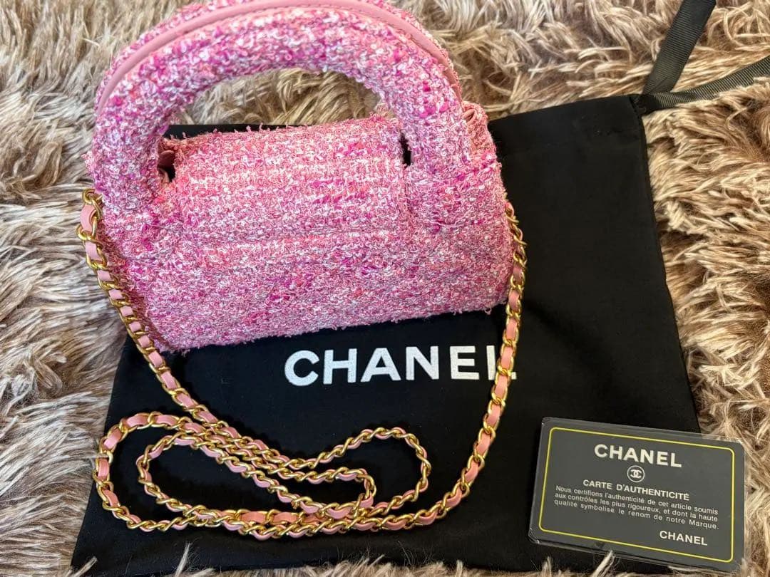 【激レア】シャネル ツイード ハンドバッグ ピンク ノベルティ