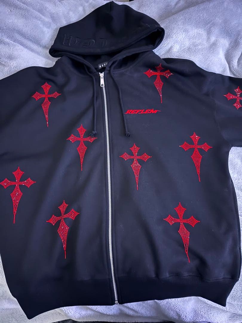 レフレム ラインストーンパーカー 赤