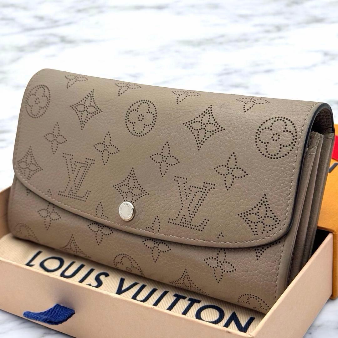 【極美品】ルイヴィトン　マヒナ　ポルトフォイユ・イリス　長財布　ガレ　ベージュ