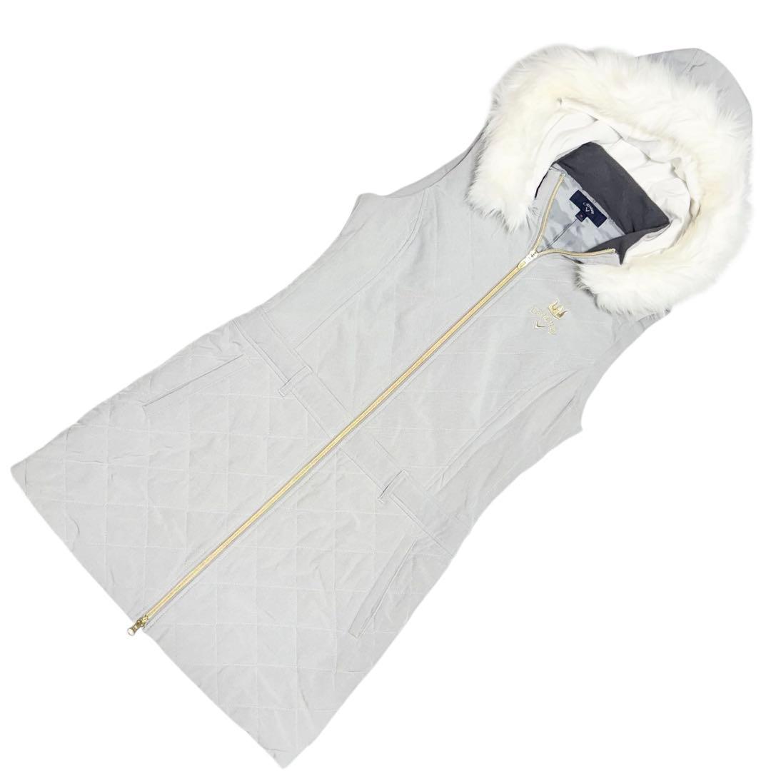 サイズM★Callaway★ダウンワンピース ロング ファー 中綿 T3160