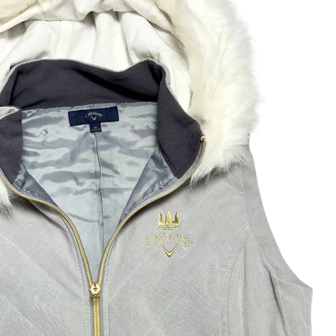 サイズM★Callaway★ダウンワンピース ロング ファー 中綿 T3160