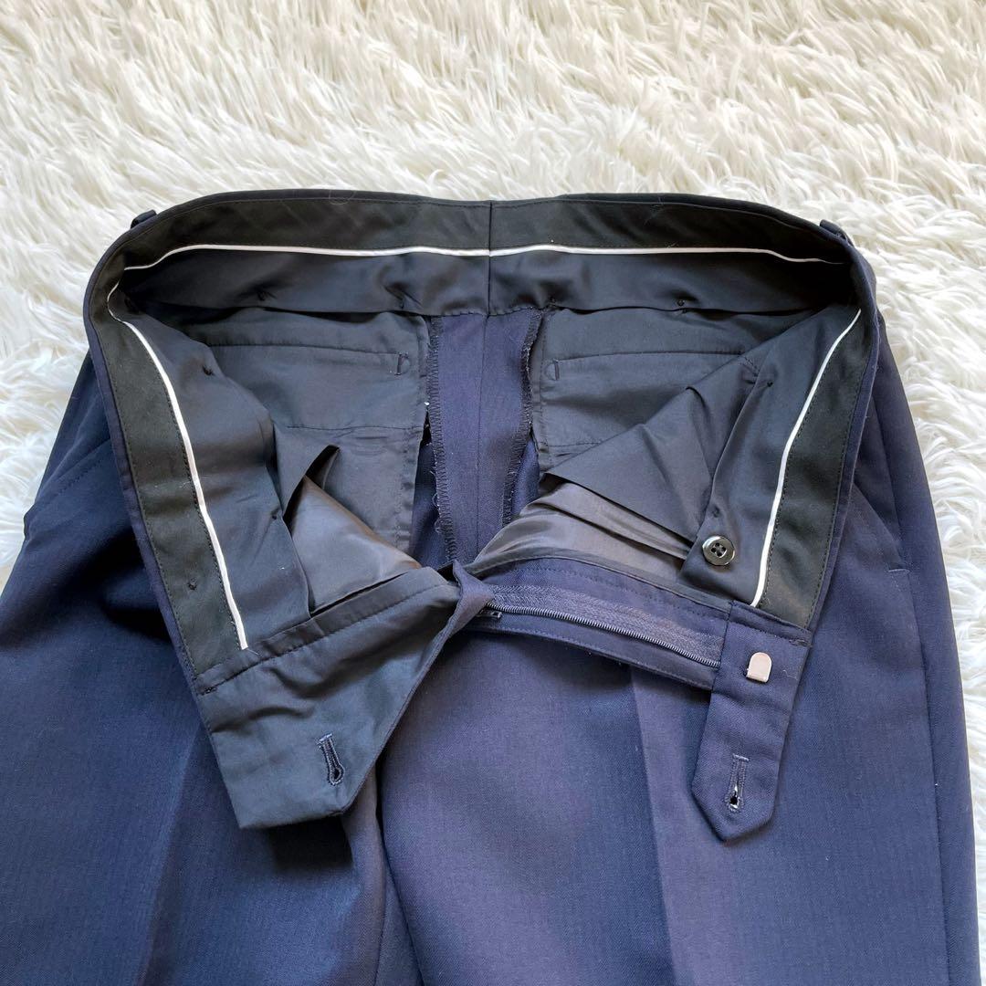 SUIT SELECTスリーピースネイビーシングル2釦スーツセットアップ