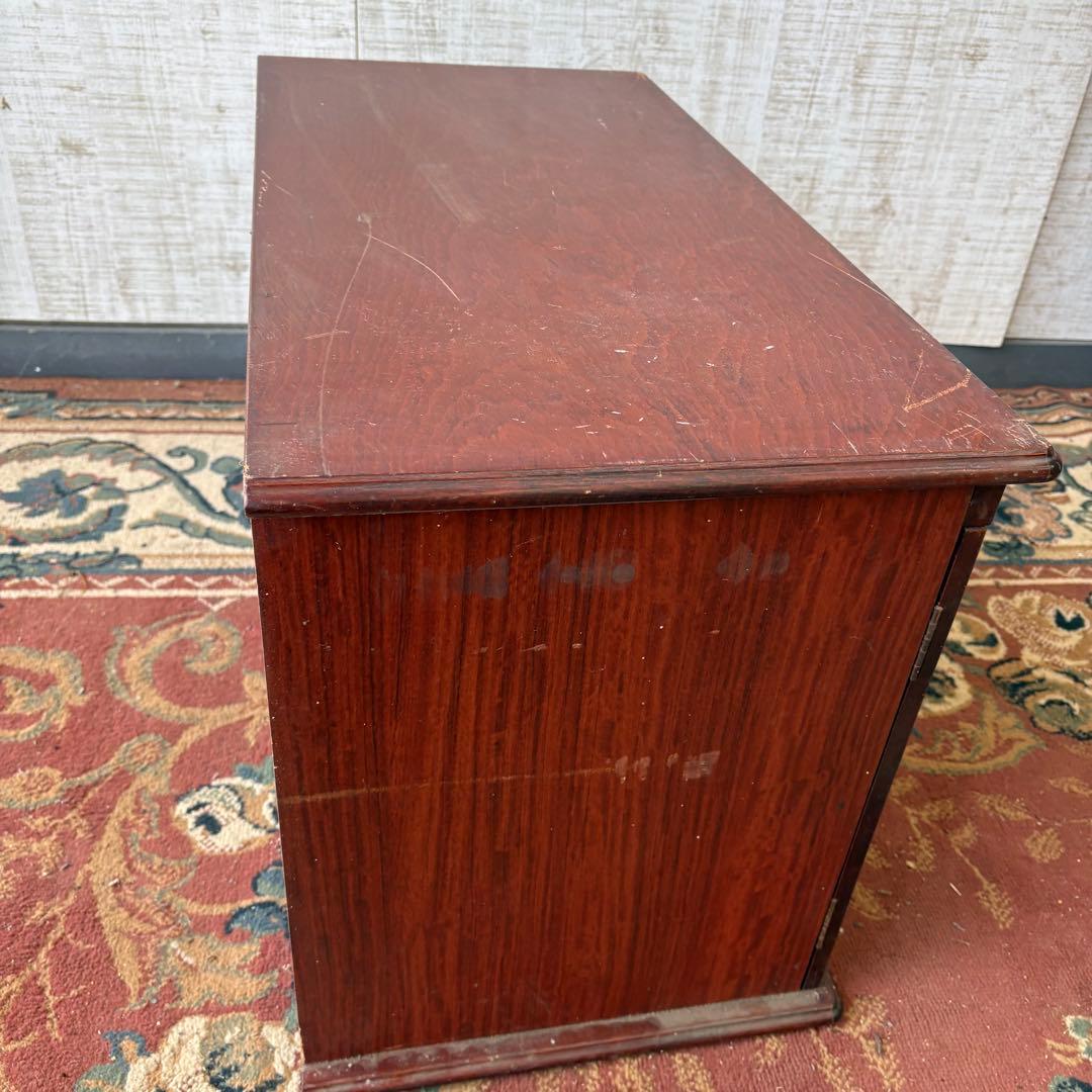 昭和レトロ 四国工芸 窓枠風ガラス扉 木製レコードラック キャビネット ラック