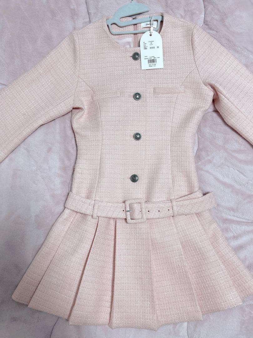 ダーリッチ ボックスプリーツツイードミニワンピース