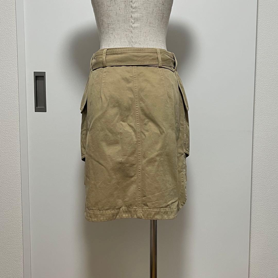 ベージュ コットン混紡 ミニスカート ポケット付き