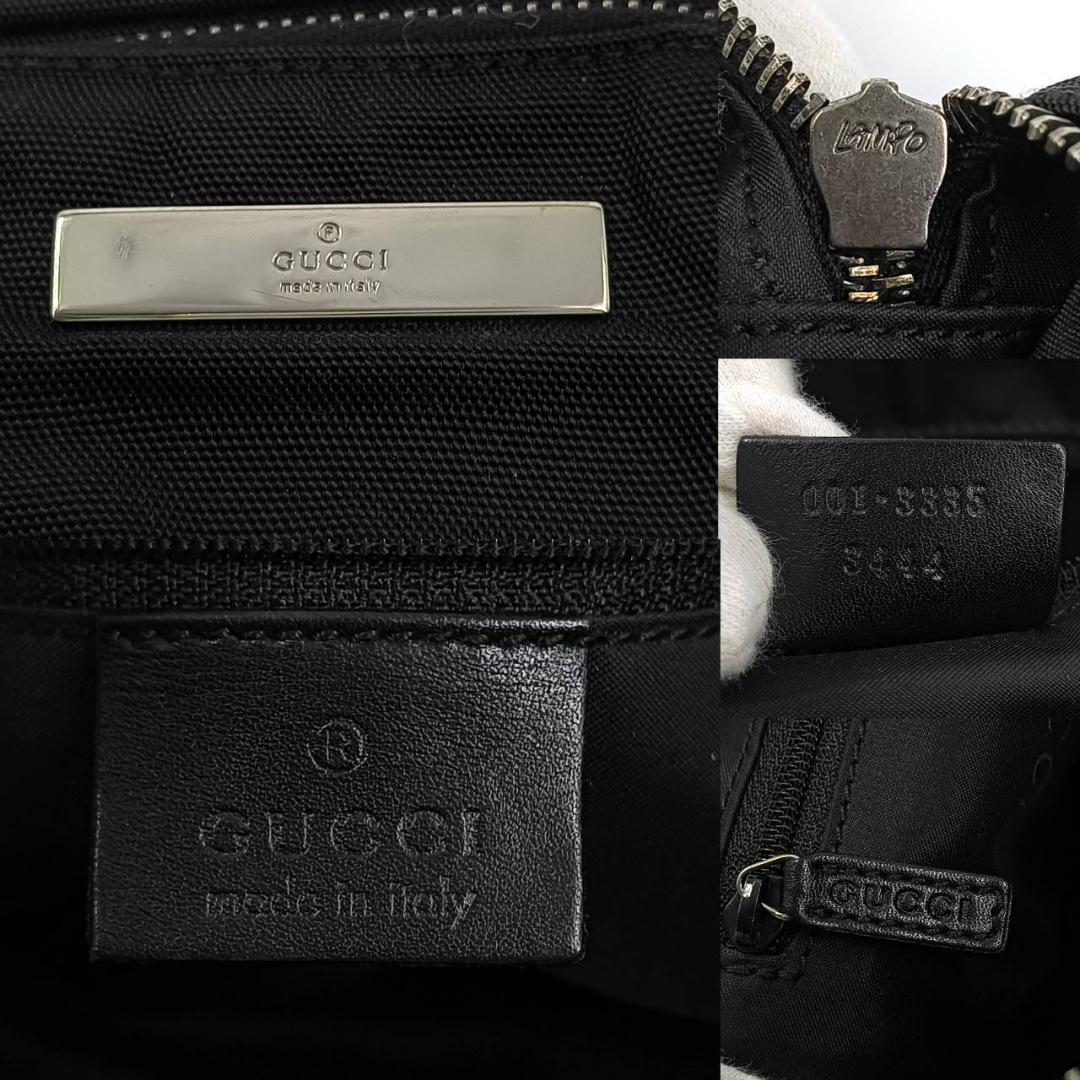 極希少 グッチ ショルダーバッグ ウエスト ボディ ロゴプレート ナイロン 黒