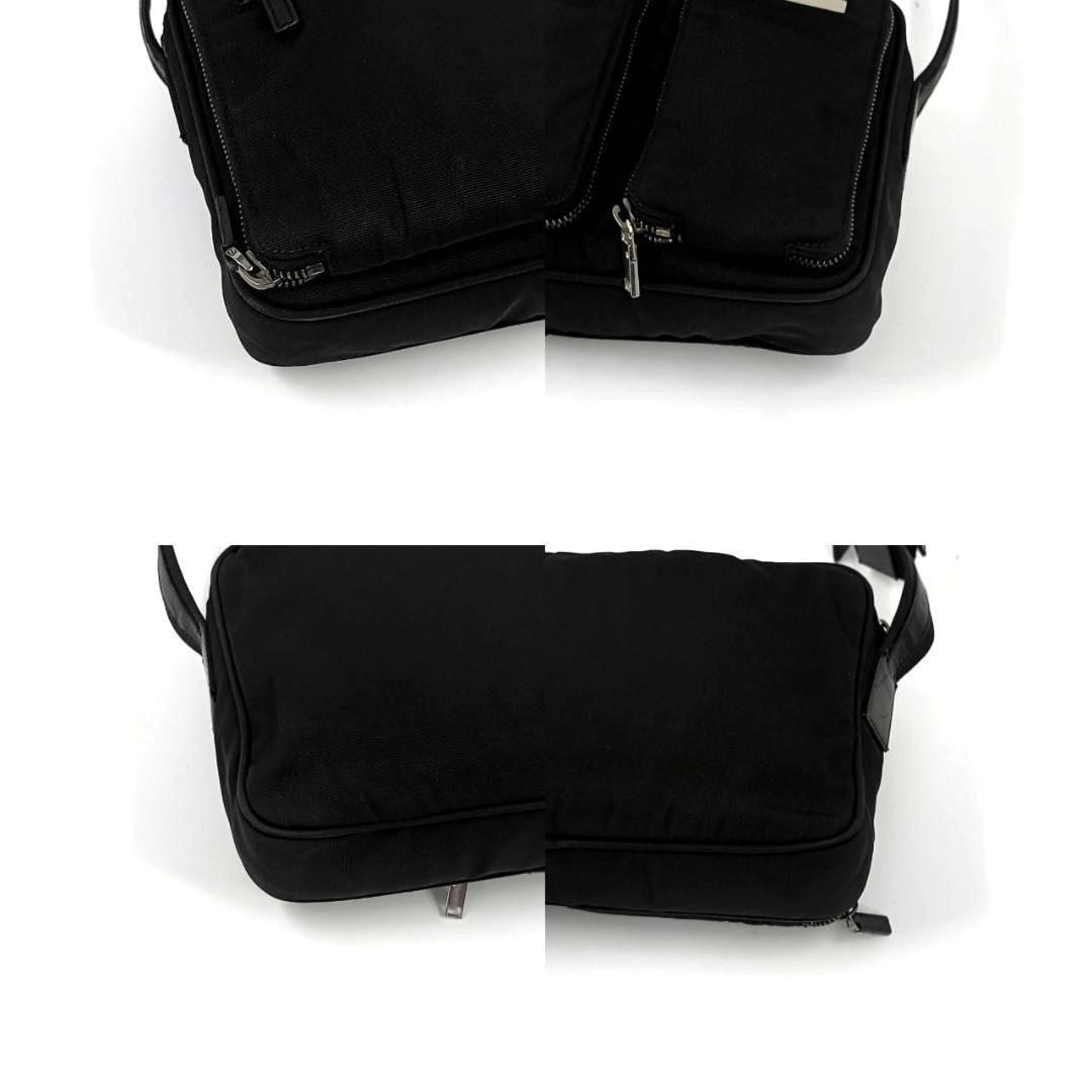 極希少 グッチ ショルダーバッグ ウエスト ボディ ロゴプレート ナイロン 黒