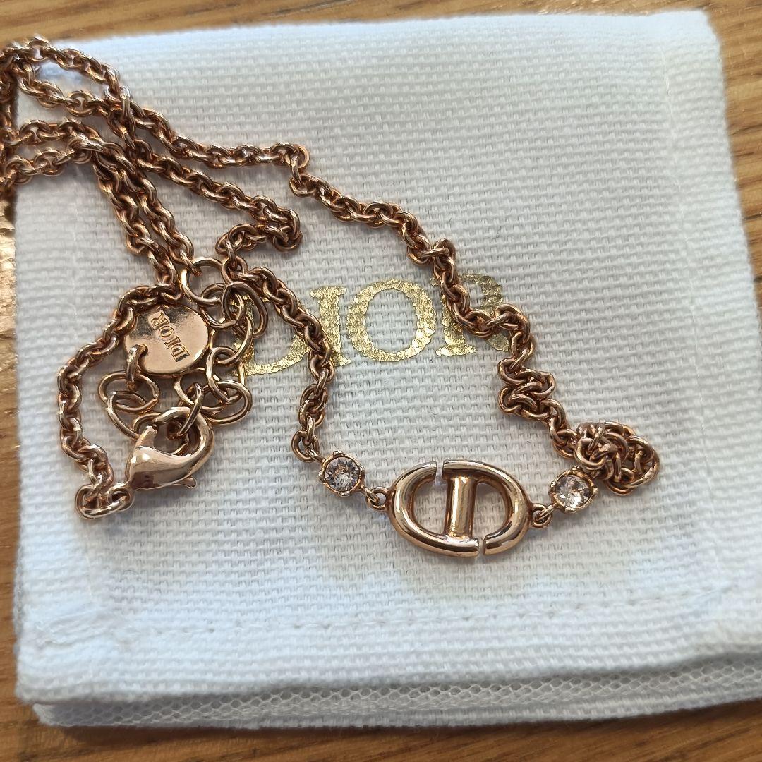 クリスチャンディオール CD Navy ネイビー ネックレス ラインストーン