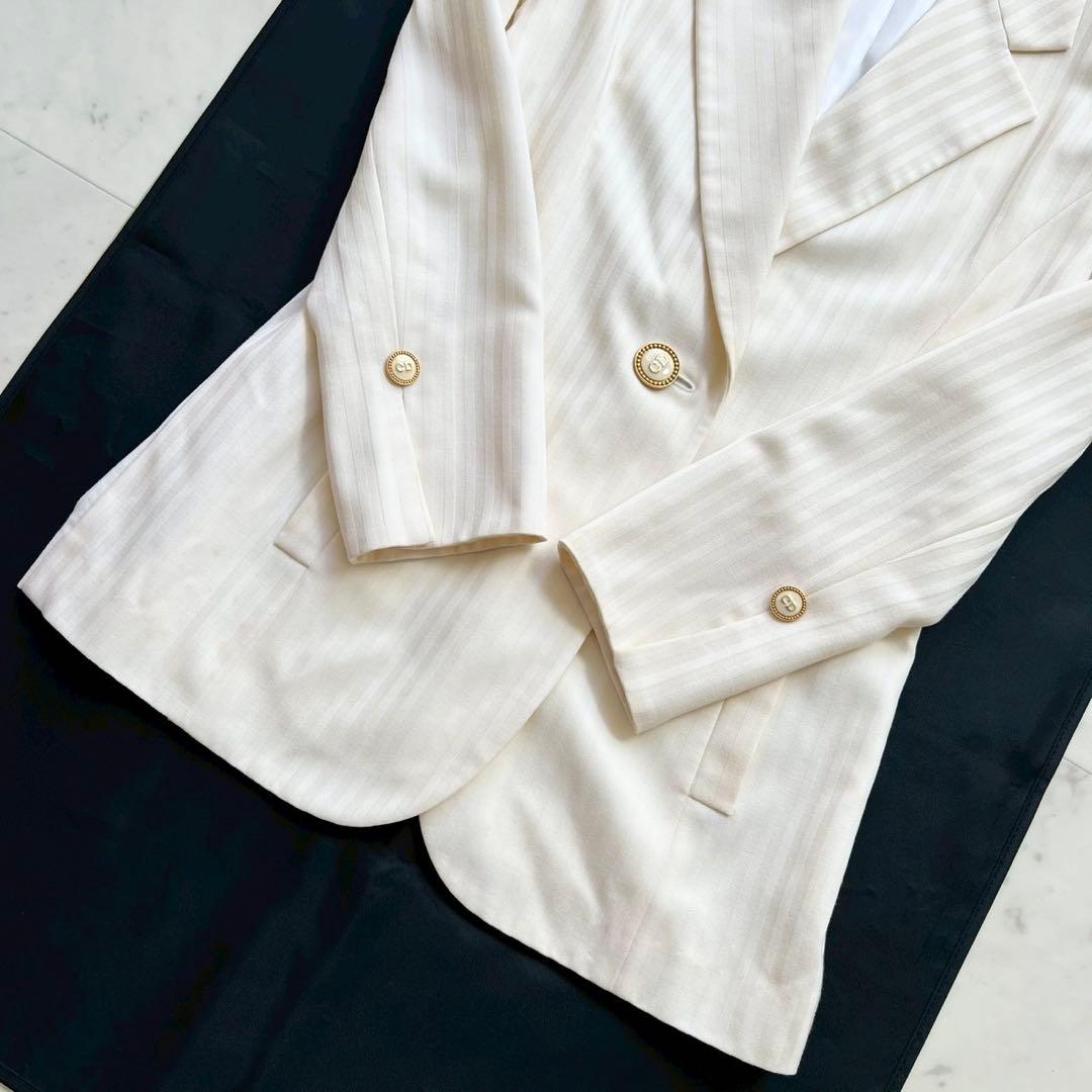 Christian Dior CDロゴボタン テーラードジャケット ストライプ