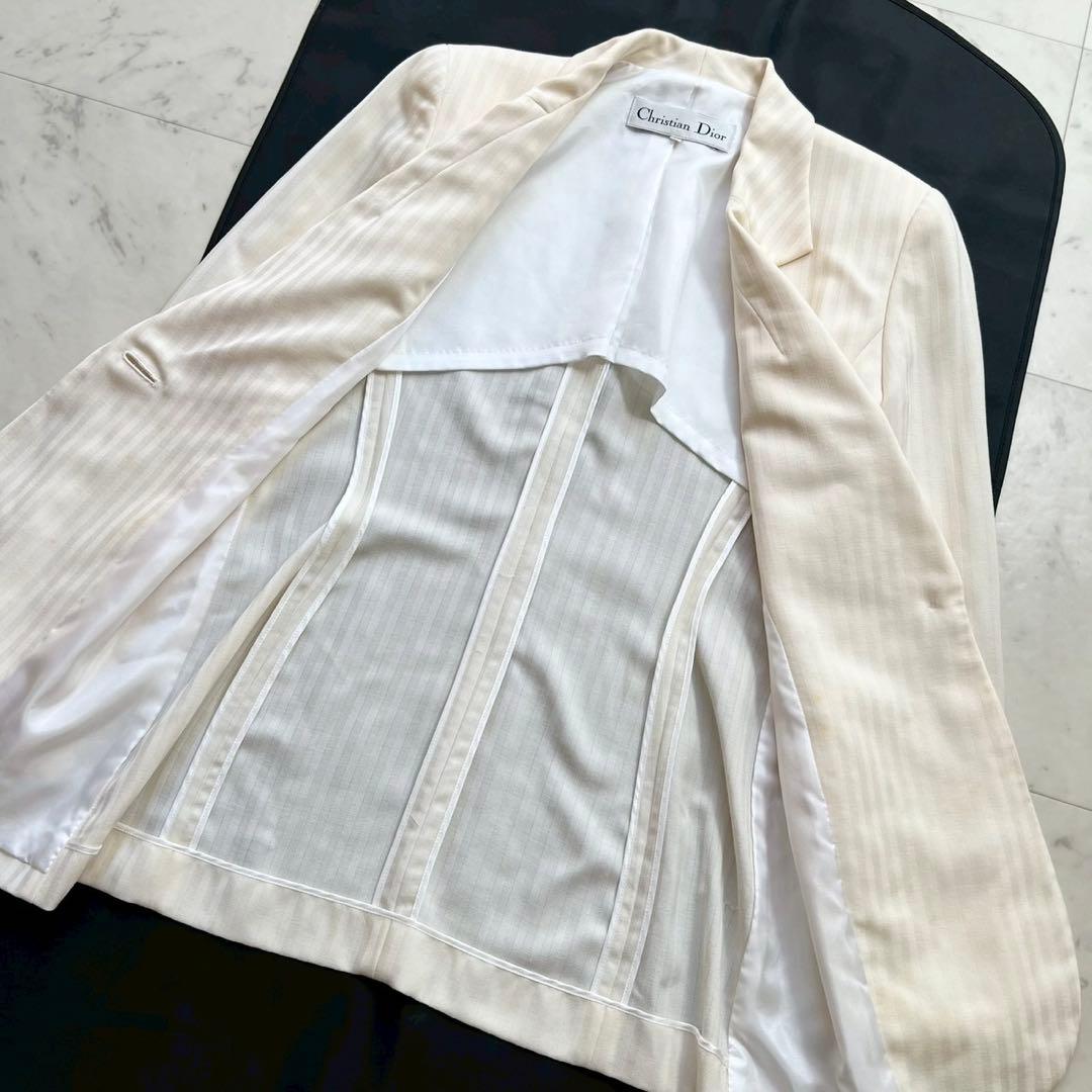 Christian Dior CDロゴボタン テーラードジャケット ストライプ