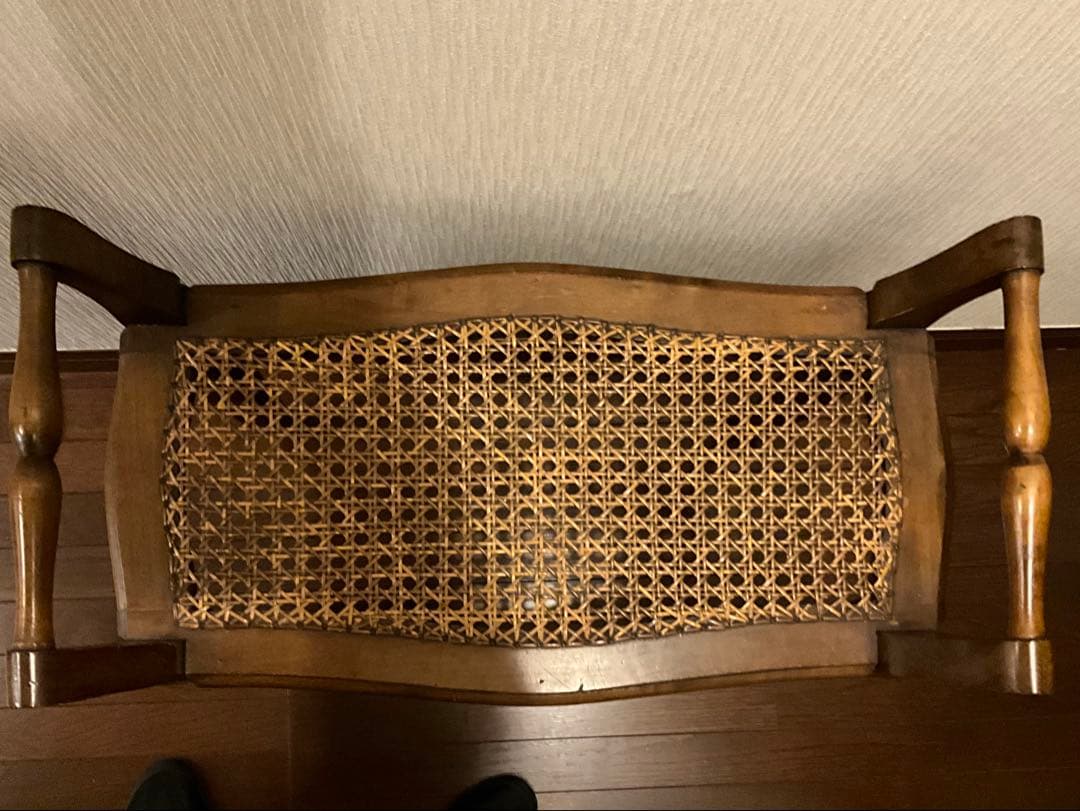 アンティーク ハンドル付き 猫足 籐網座面 スツール