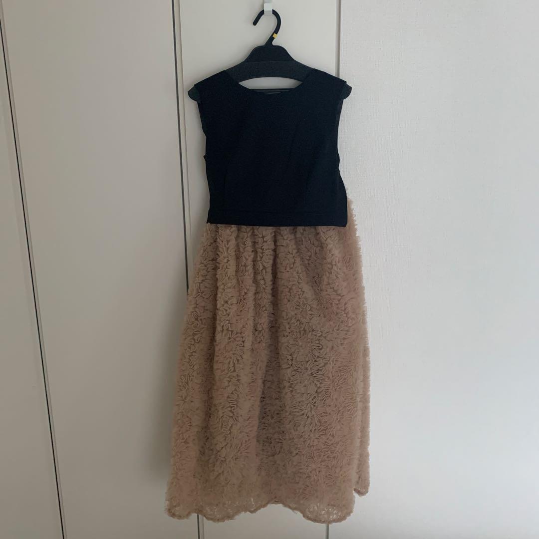 ANDRESD mocomoco set up dress　ベージュブラック