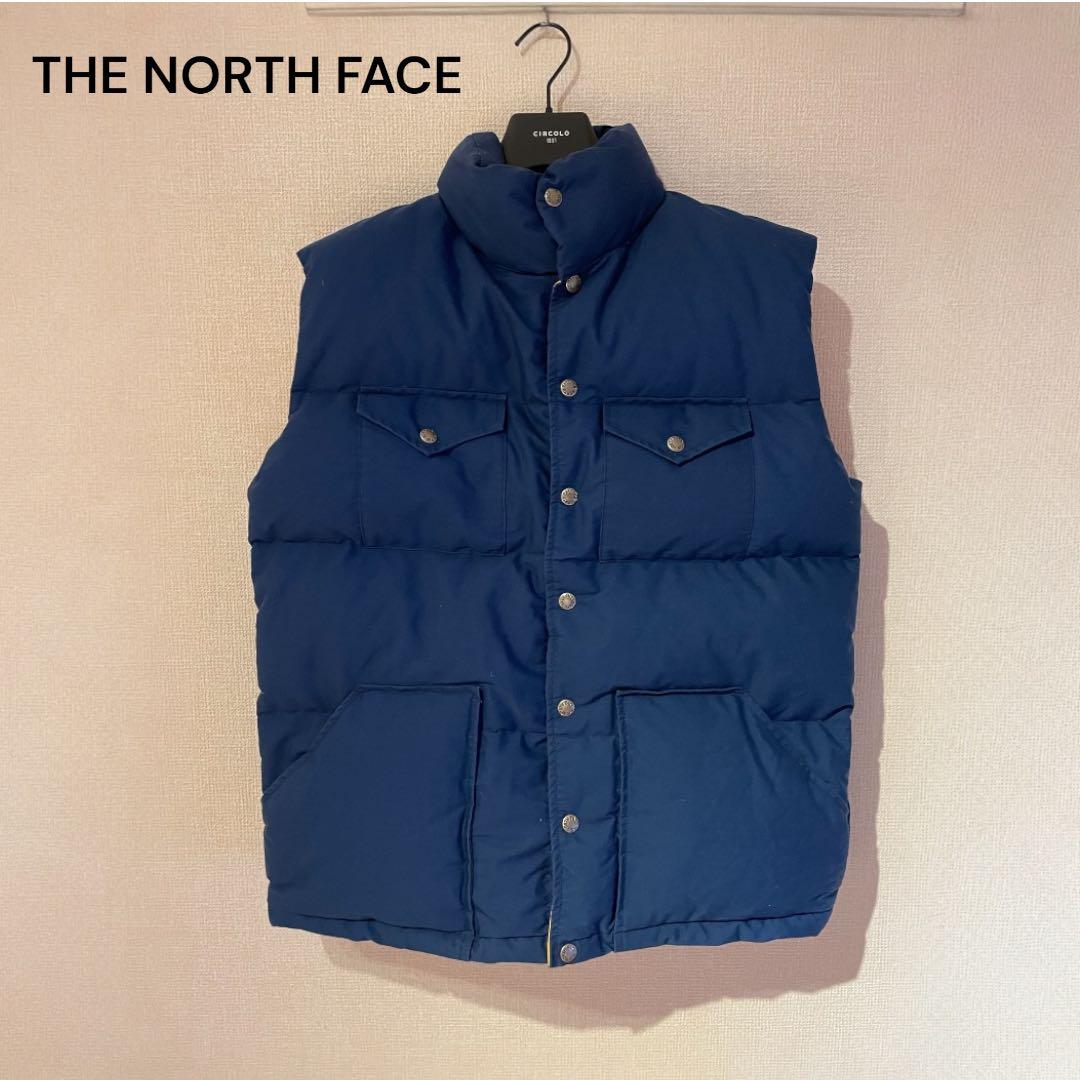80s THE NORTH FACE 茶タグ ダウンベスト ブルー L USA製
