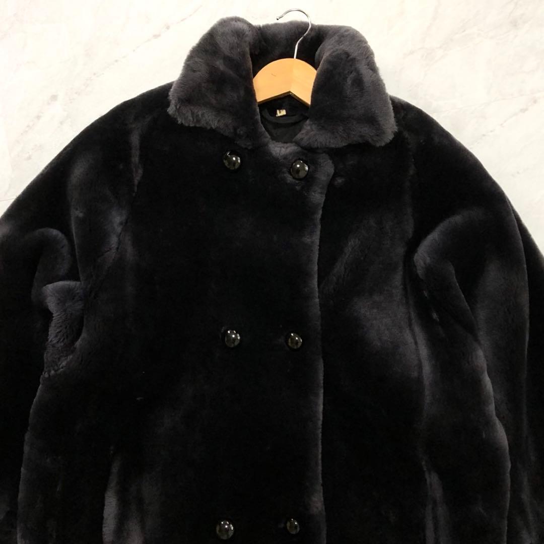 美品✨シェアードヌートリア 本毛皮 リアルファーコート 袖デザイン ブラック