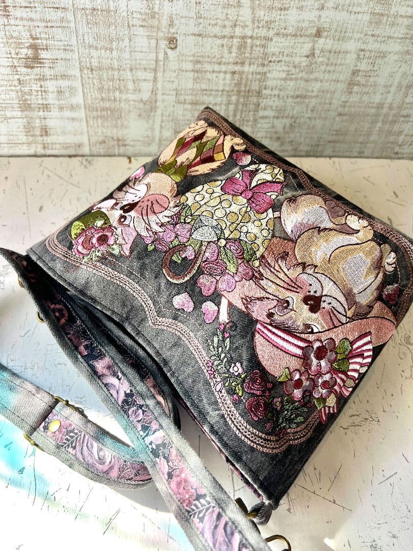 ※リクエスト品※ロラライハリス♡ブラックWデニム♡刺繍のショルダーバッグ