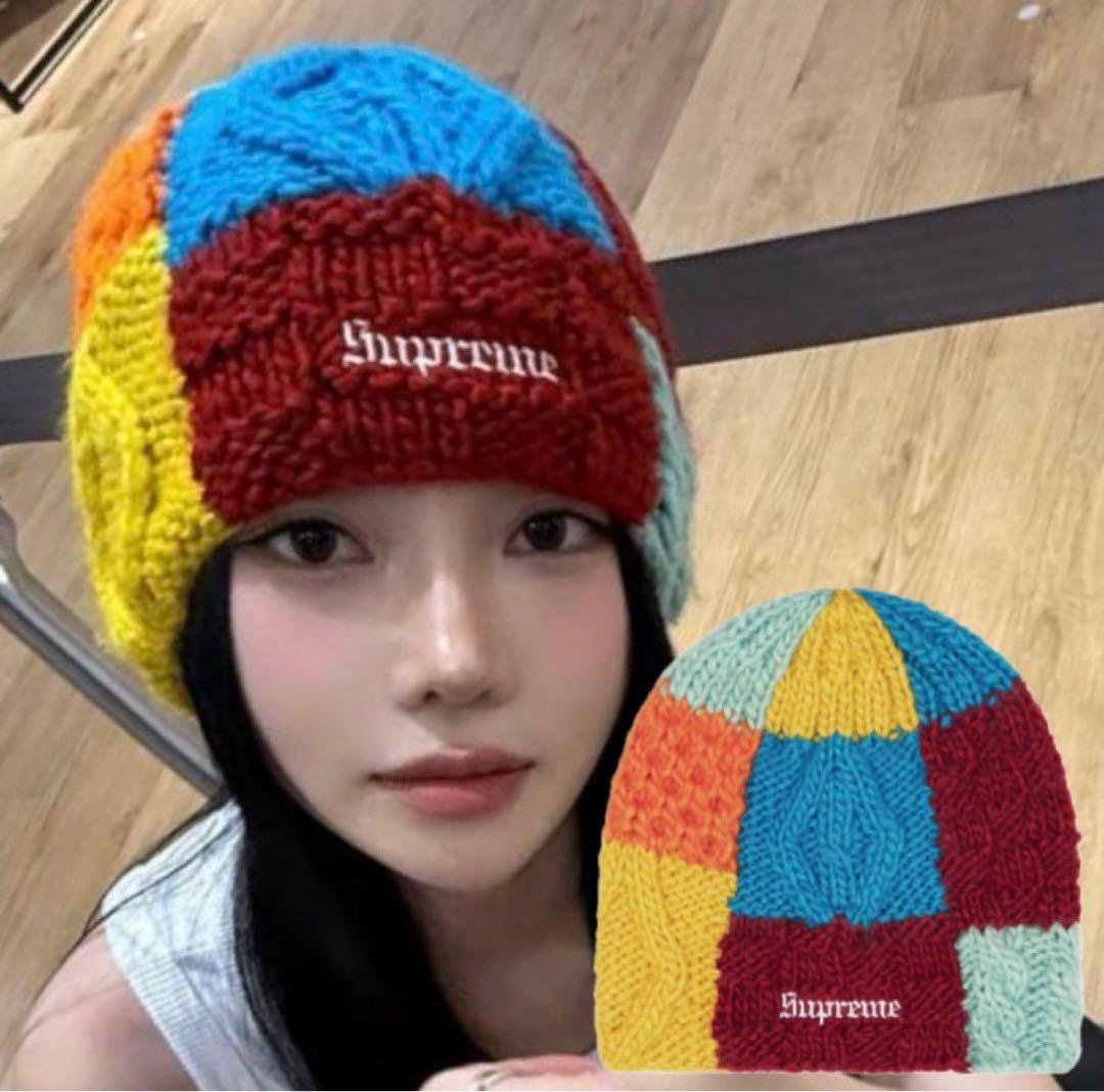 ロ*ド様 Supreme パッチワーク ニット帽 マルチBlock Knit B