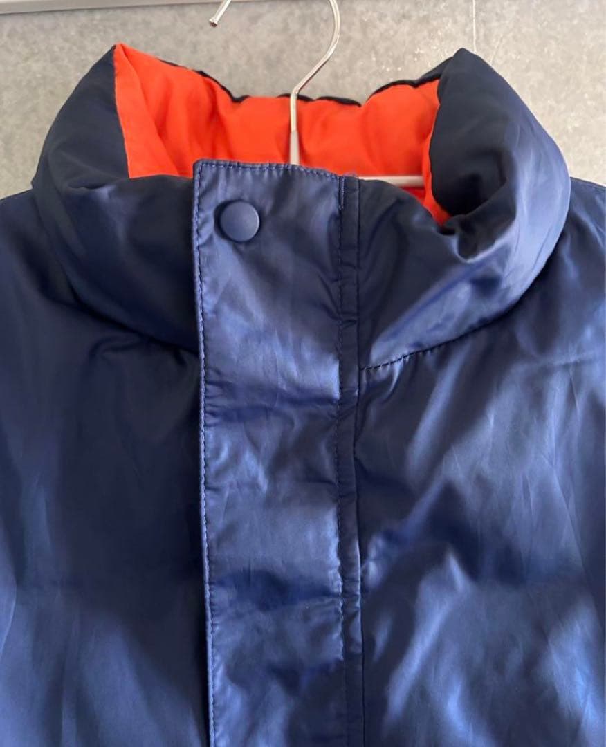 LL Beanネイビー オレンジ ダウンベスト リバーシブル アウトドアLサイズ