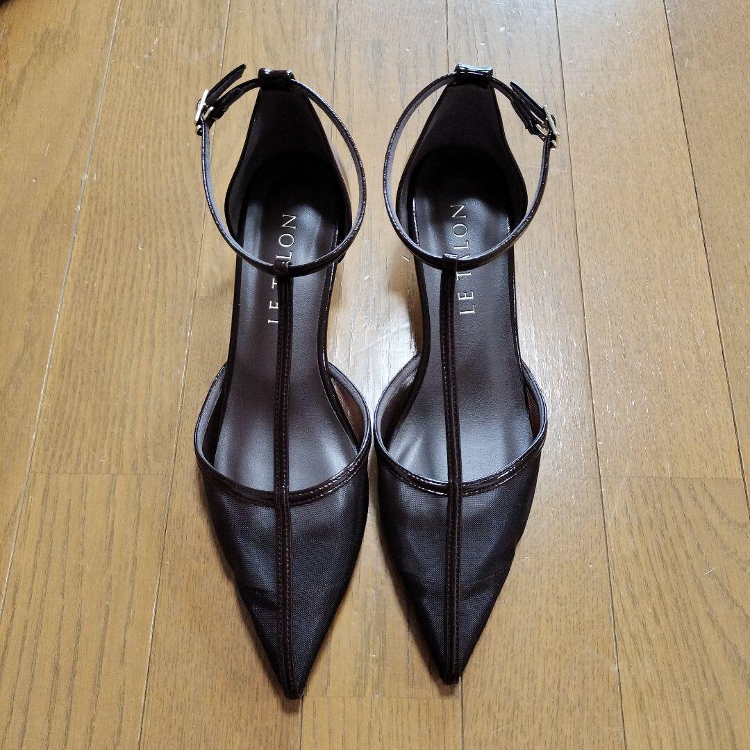 LE TALON 3.5cmTストラップシアーパンプスブラウン サンダル