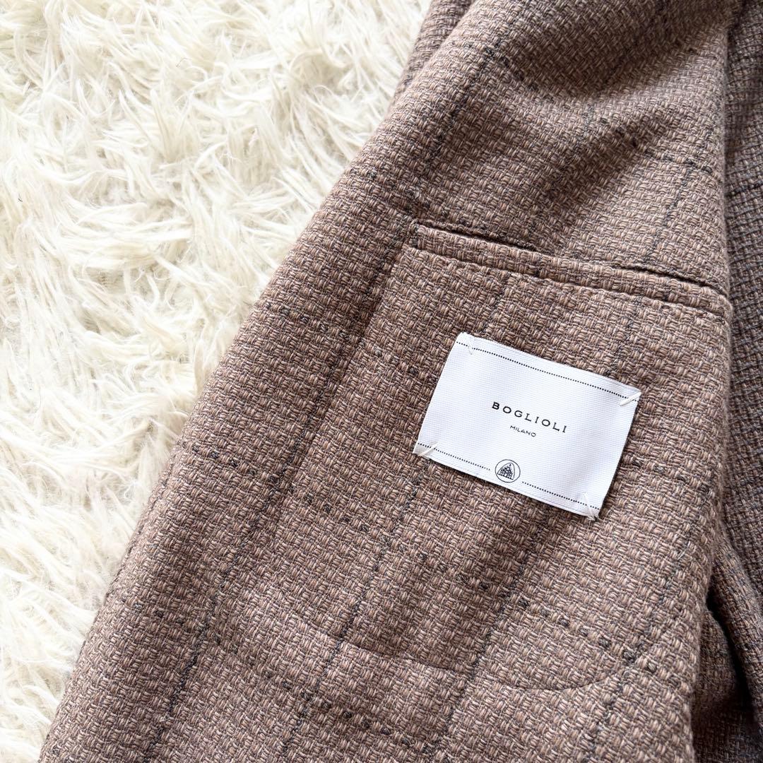 <極美品>BOGLIOLI K.JACKETカシミヤ ブラウンジャケット 48