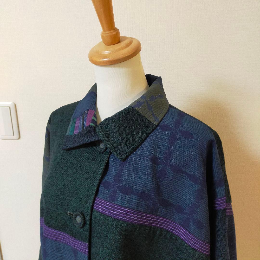 美品　儀右ヱ門　久留米絣ポンチョ　羽織物　ケープ