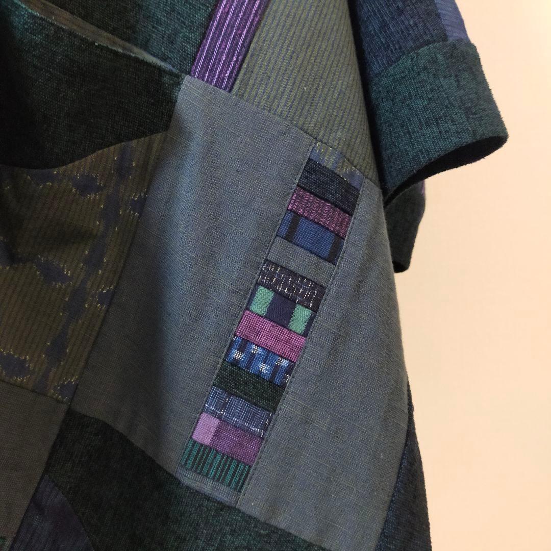 美品　儀右ヱ門　久留米絣ポンチョ　羽織物　ケープ